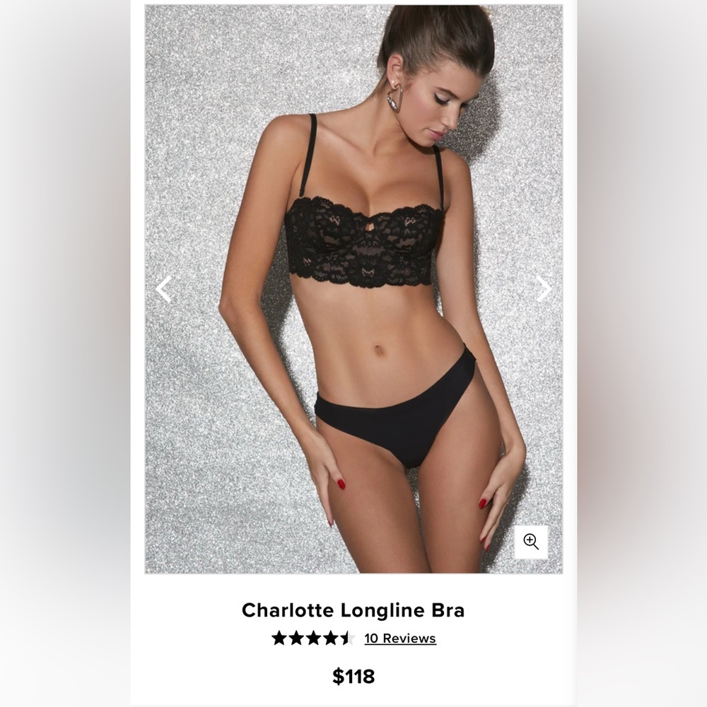 Fleur Du Mal Charlotte Longline Bra- Black 34A